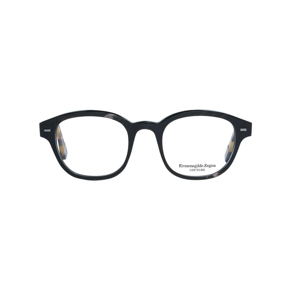 Ermenegildo Zegna Bruine Hoorn Ronde Optische Monturen Brown Heren