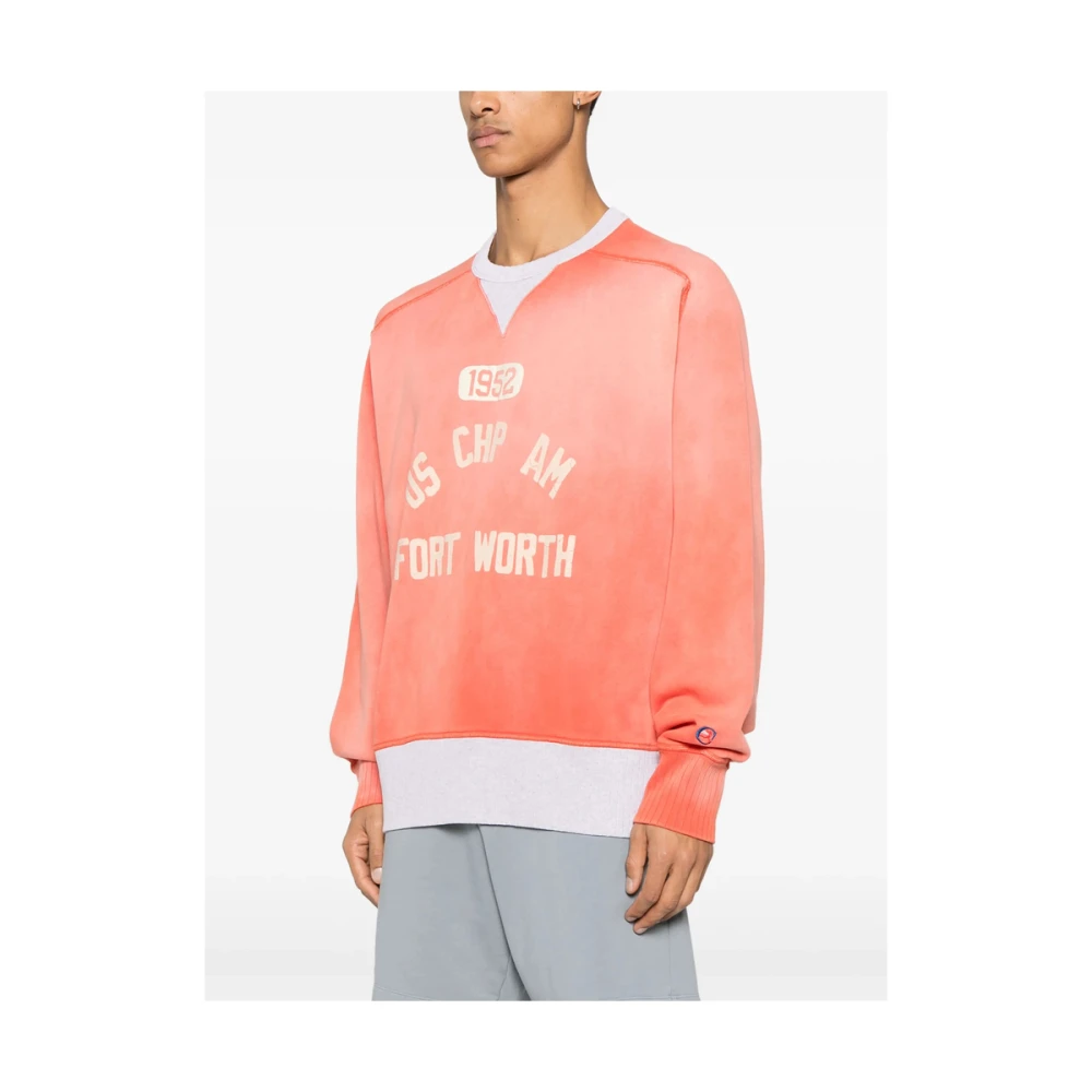 Champion Peach Orange Ribbed Crew Neck Sweatshirt Orange Heren