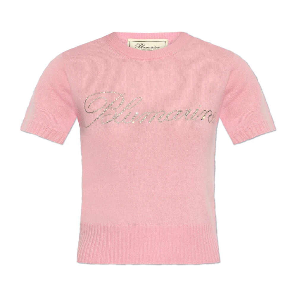 Blumarine Wollen trui met korte mouwen Pink Dames