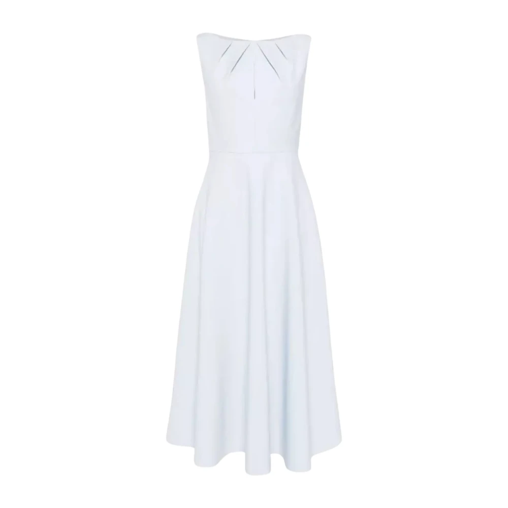 Roland Mouret Blauwe Midi Jurk Boothals Uitlopend Blue Dames