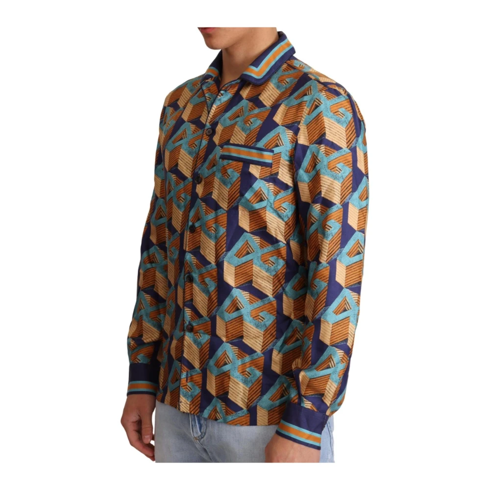 Dolce & Gabbana Geometric Print Silk Shirt - Male - Casual Shirts - Multicolor - 2XS - Shirts - Image 4