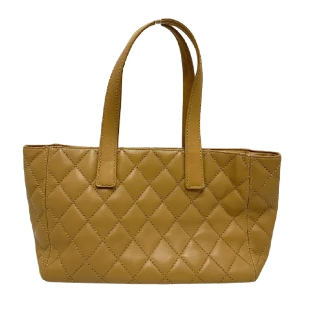 Chanel Vintage Pre-owned Leather totes Beige Dames