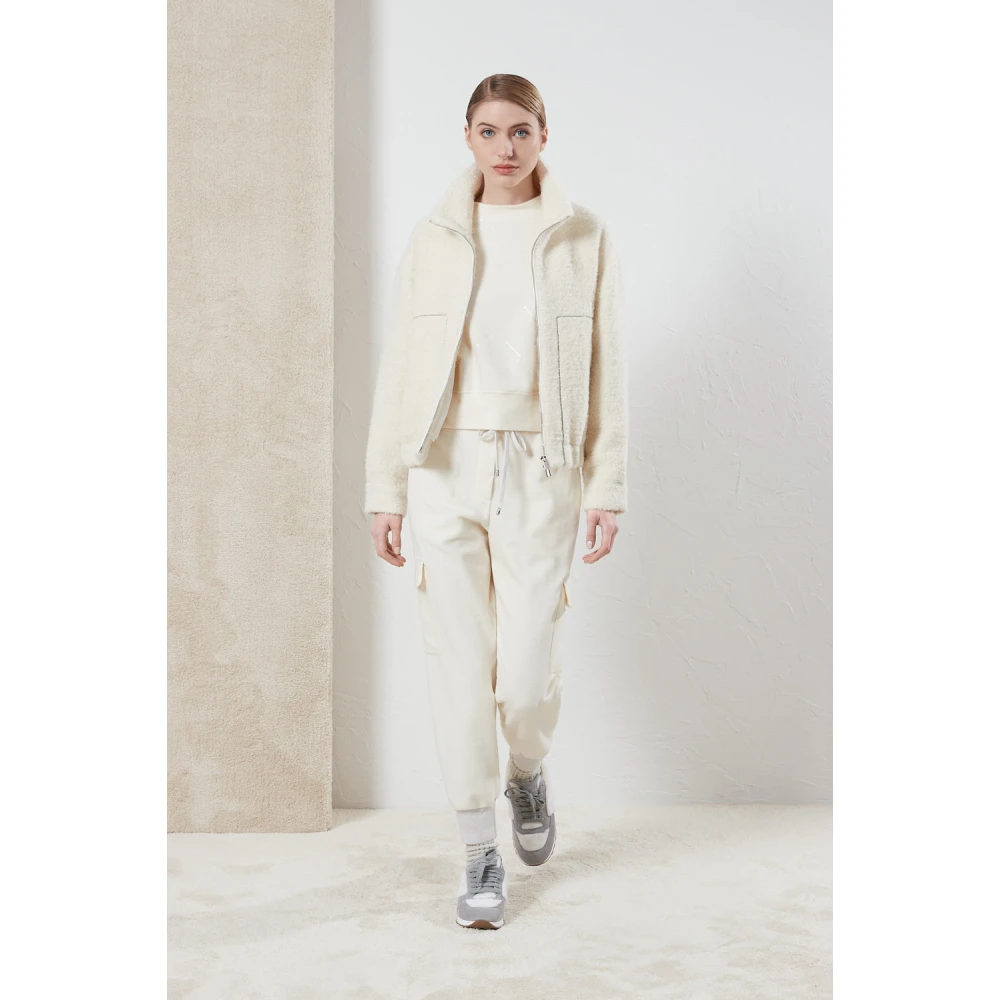 PESERICO Katoenen jersey cargo joggers Beige Dames