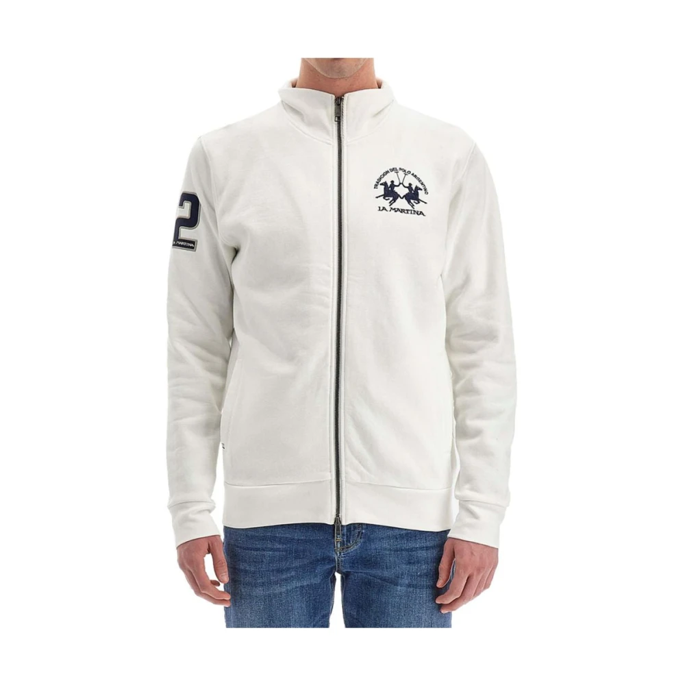 LA MARTINA Heren Sweatshirt met Lange Mouwen en Ritssluiting White Heren