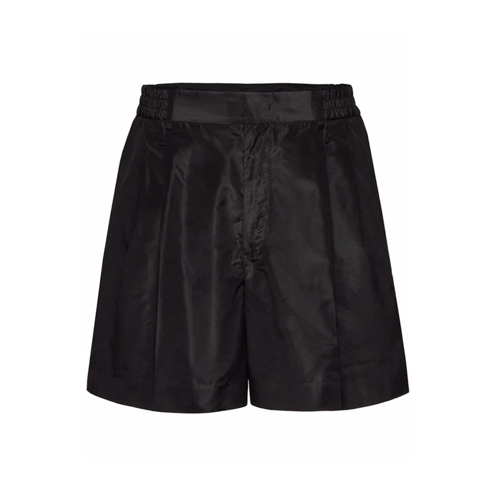 Valentino Zijden Tailored Shorts met Elastische Taille Black Heren