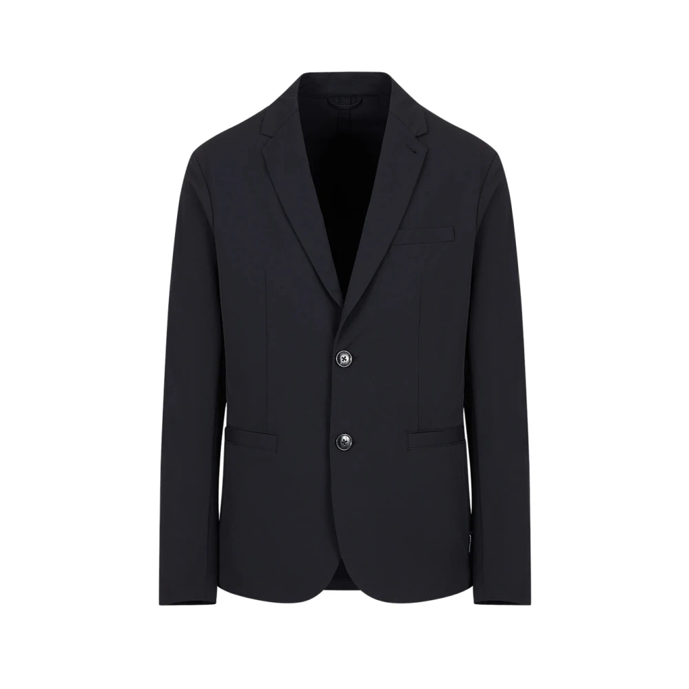 Armani Exchange , Blazers, Male, Blue, 2XL, Twill Logo Jackets Long Sleeve Multitask