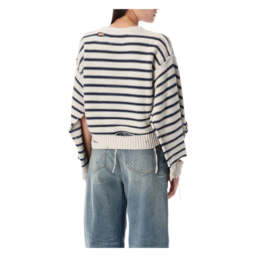 MM6 Maison Margiela Katoenen gebreide trui met Bretonse strepen White Dames