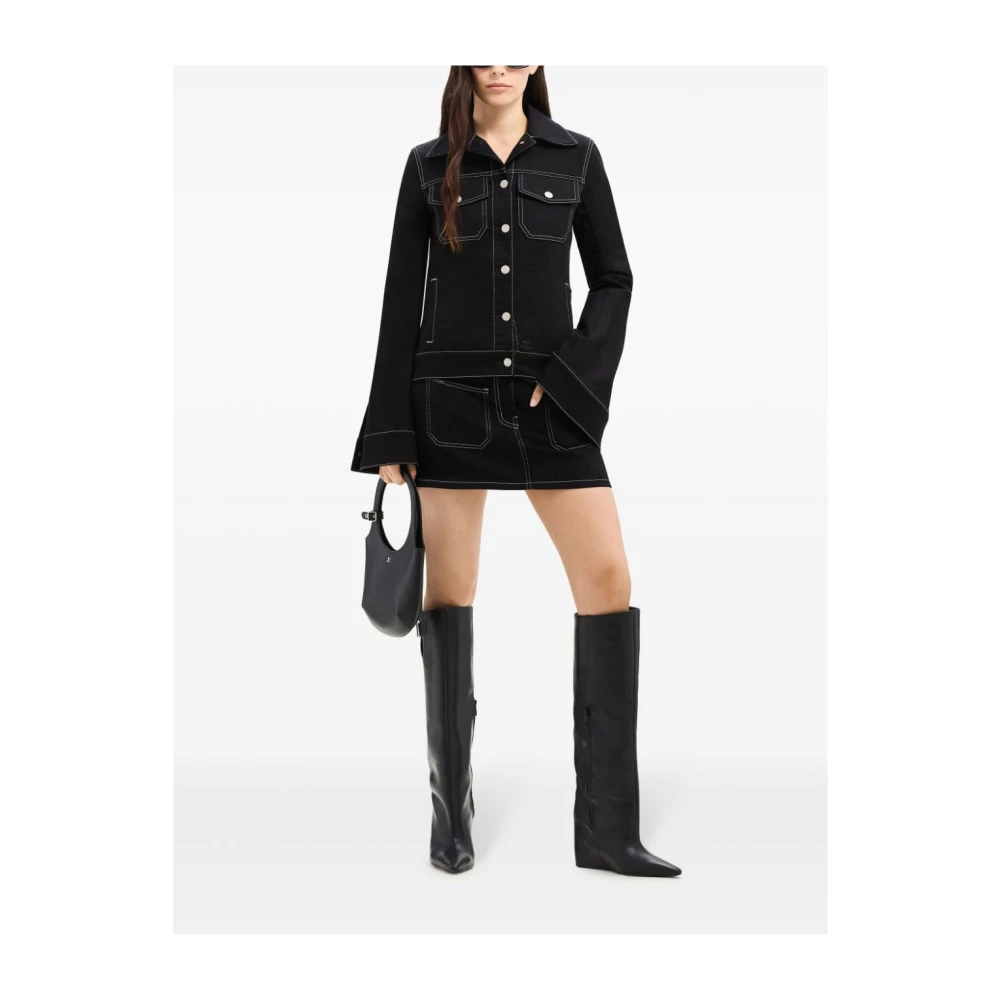 Courrèges Zwarte Katoenmixjas met Contraststiksels Black Dames