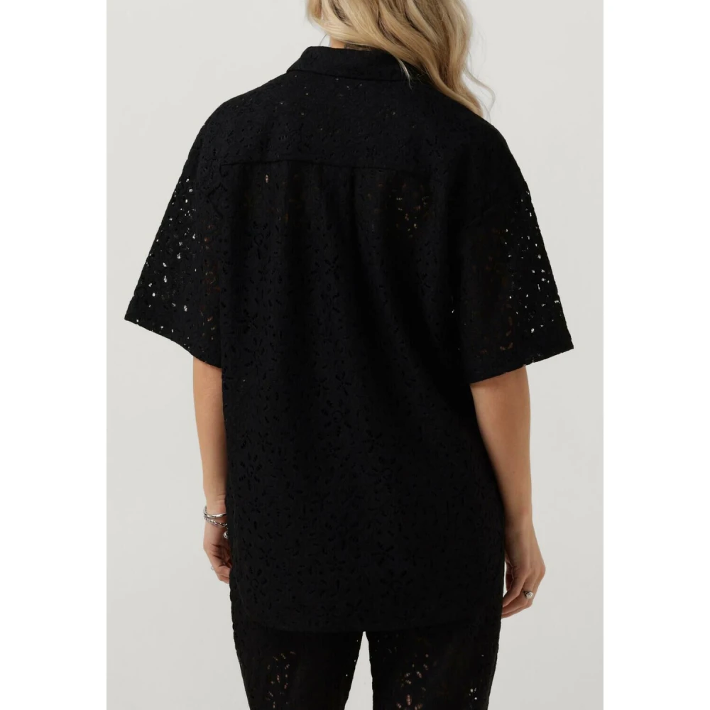 Selected Femme Oversized kanten blouse Black Dames