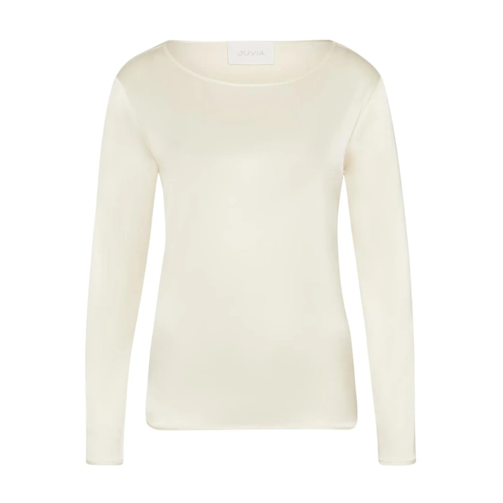 Juvia Women's Beige Long Sleeve T-Shirts, L, Round Neck Cream T-Shirt