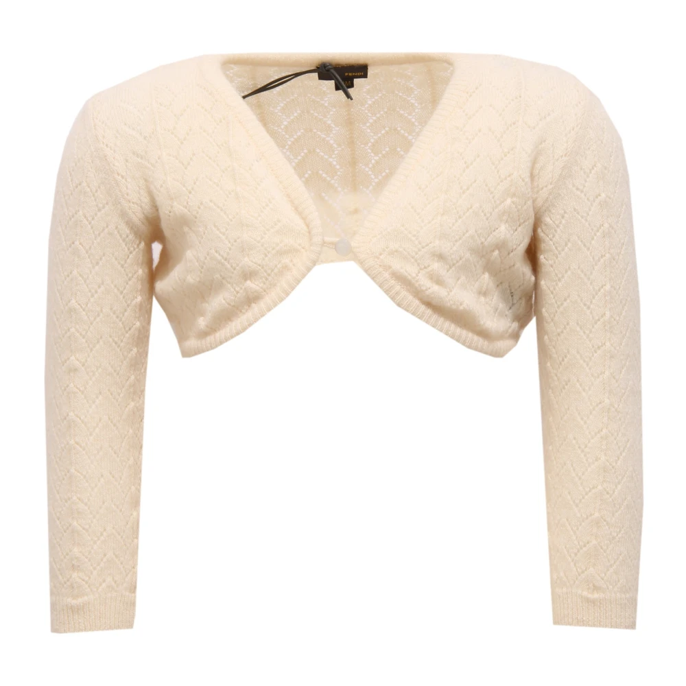 Fendi Girls White 4969W Cardigan - Kids Knitwear - 12 M - Kids