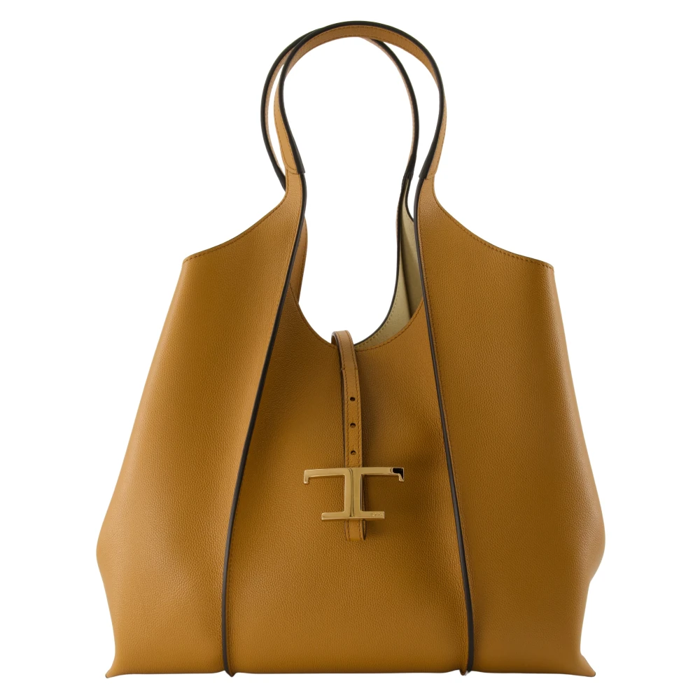 TOD'S Bruin lederen T Timeless Tote Tas Brown Dames