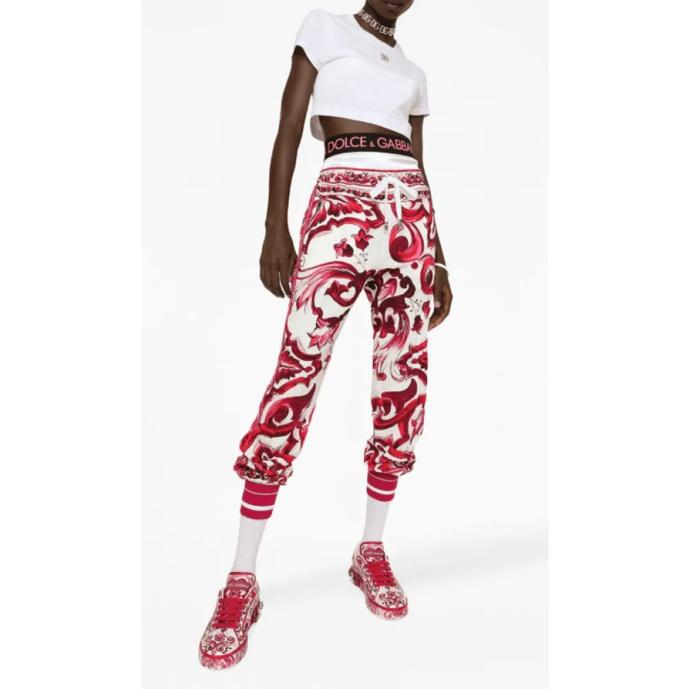 Dolce & Gabbana Majolica Print Track Pants Multicolor Dames