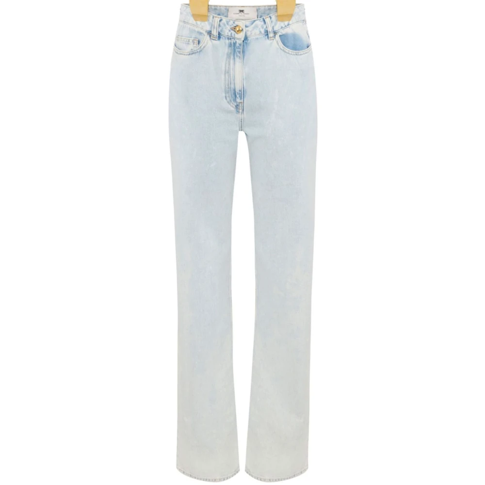 Elisabetta Franchi Denim Straight Leg Broek Oversized Fit Blue Dames