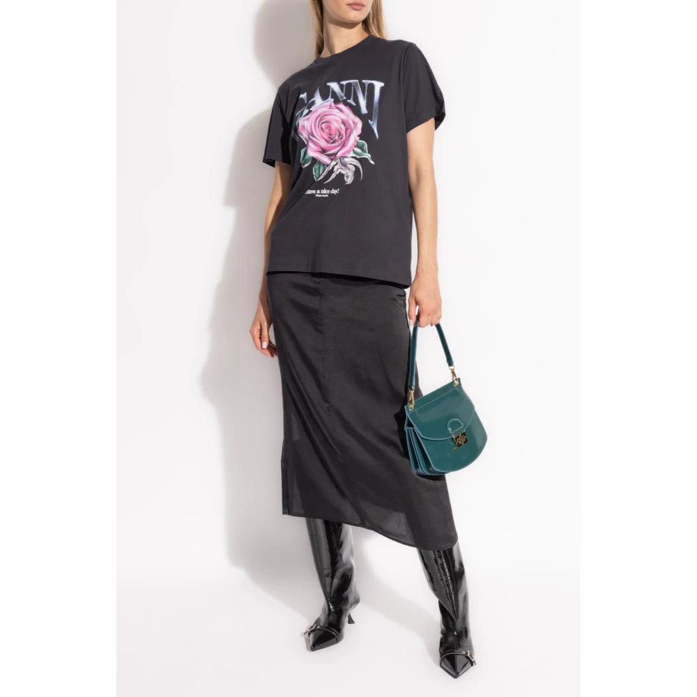 Ganni Geprint T-shirt Black Dames