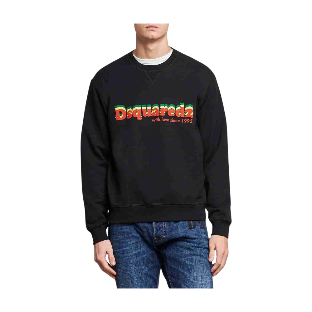 Dsquared2 Mannelijk Zwart Hoodies & Sweatvesten Heren, M, Casual Sweatshirt Met Stijl