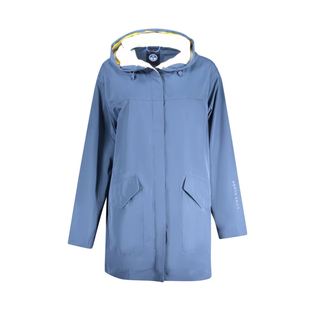 North Sails Women's Blue Parka Jacket With Hood And Print - Parkas - S - Coats