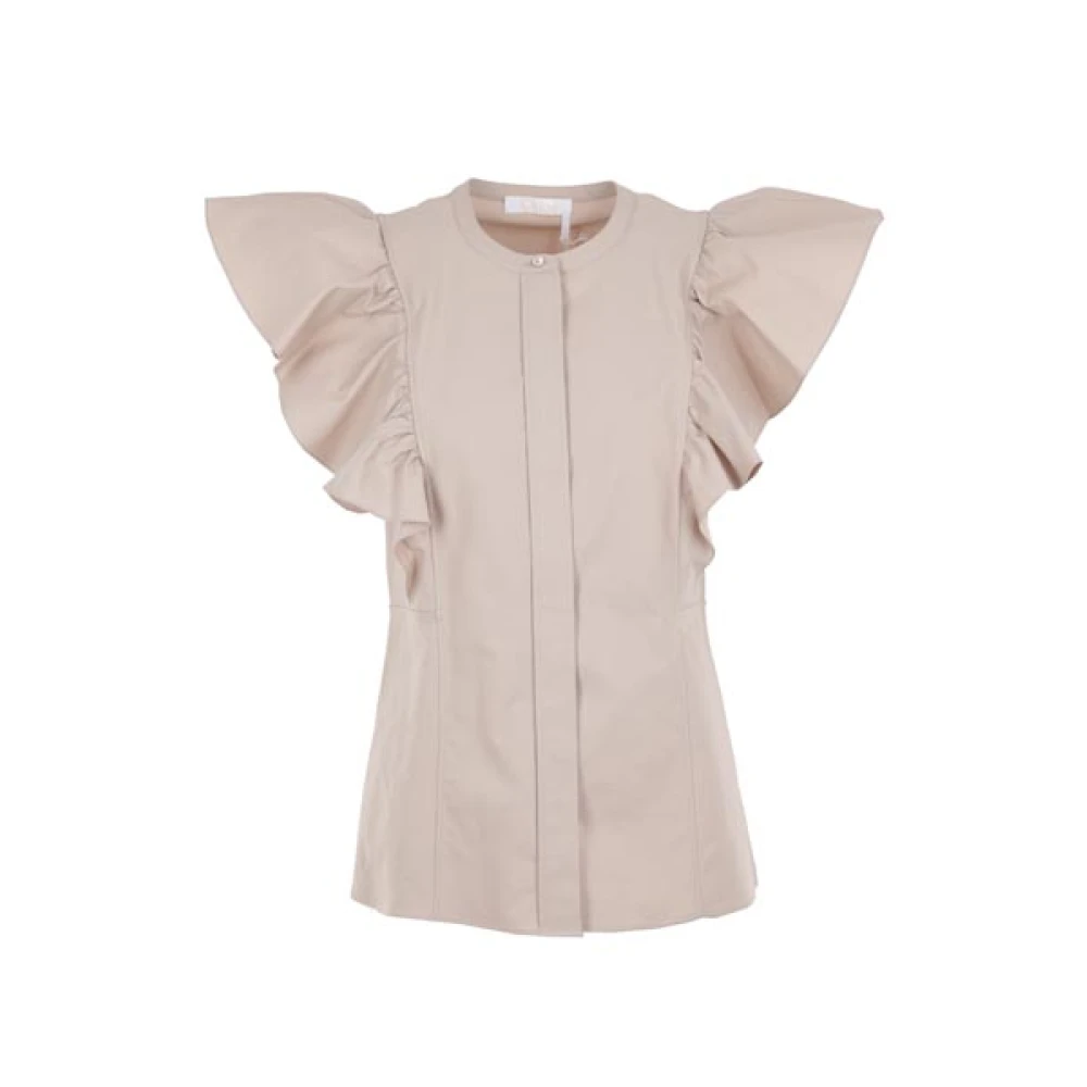 Chloé Beige Ruche Flare Shirt Beige Dames