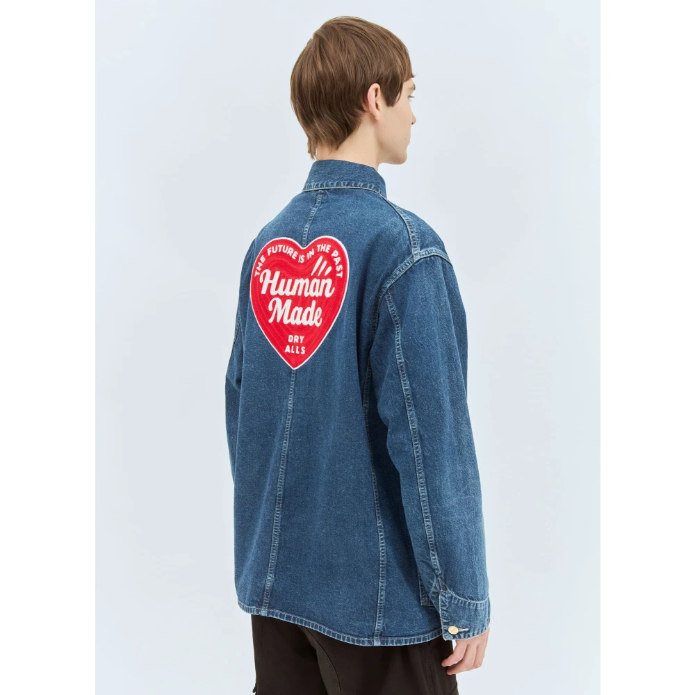 Human Made Logo Borduurwerk Denim Jack Blue Heren