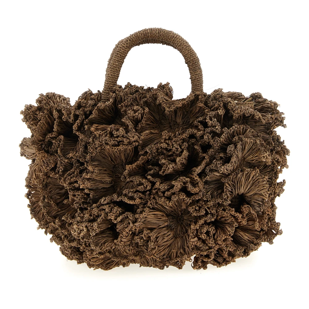Ibeliv Brown Handbags, Female, One Size, Crocheted Raffia Handbag