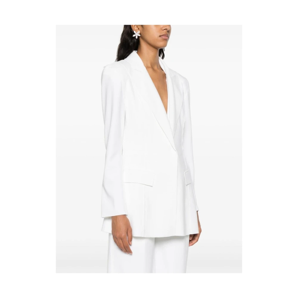 Norma Kamali Witte Jas met Peak Revers White Dames