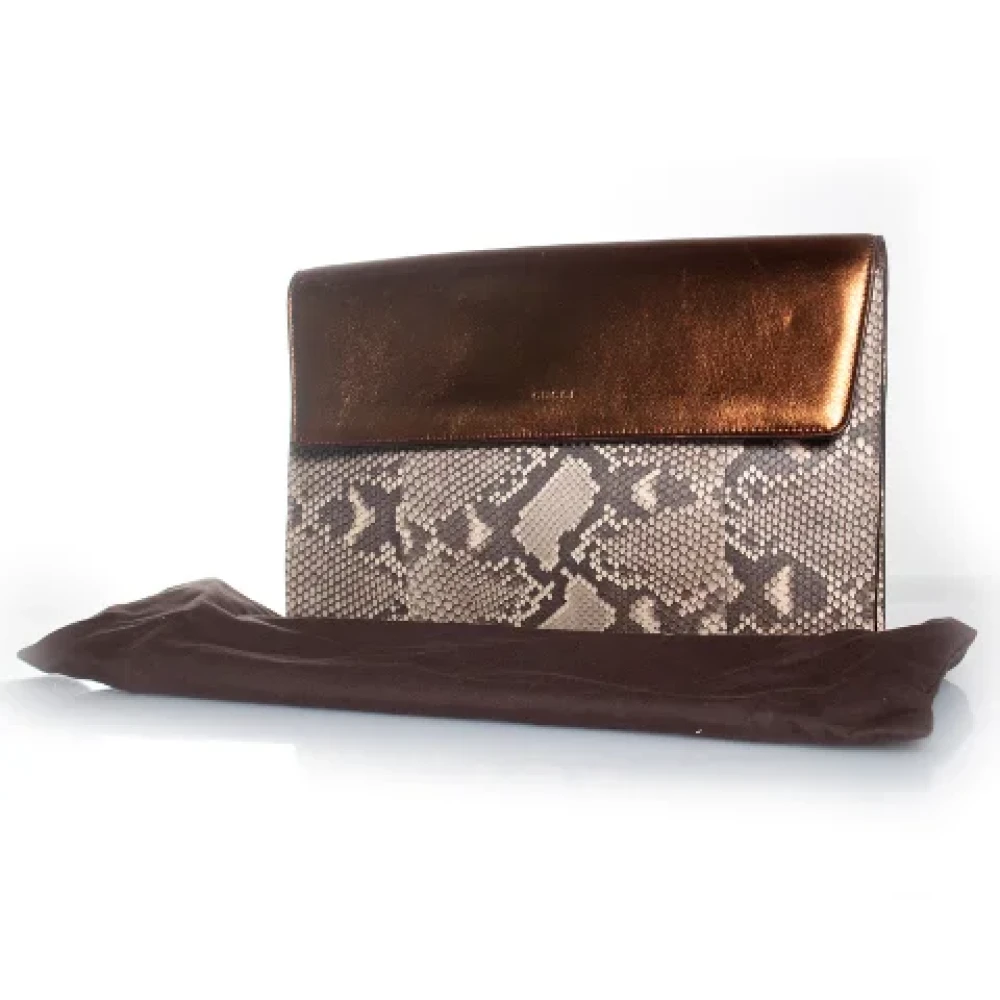 Gucci Vintage Pre-owned Leather clutches Brown Dames
