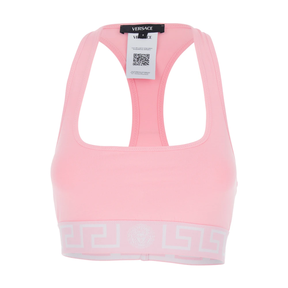 Versace Rosa Ärmlös Topp Med Fyrkantig Halsringning