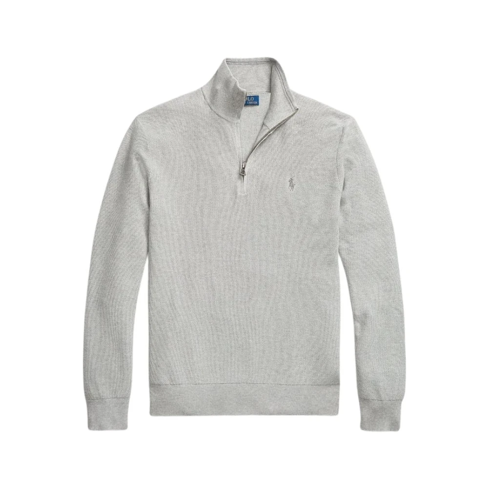 Ralph Lauren Men's Gray Turtlenecks, M, Ribbed Half-Zip Turtleneck