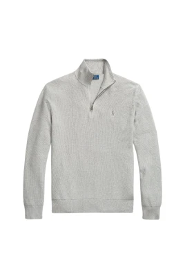 Ribbad Halv-Dragkedja Turtleneck