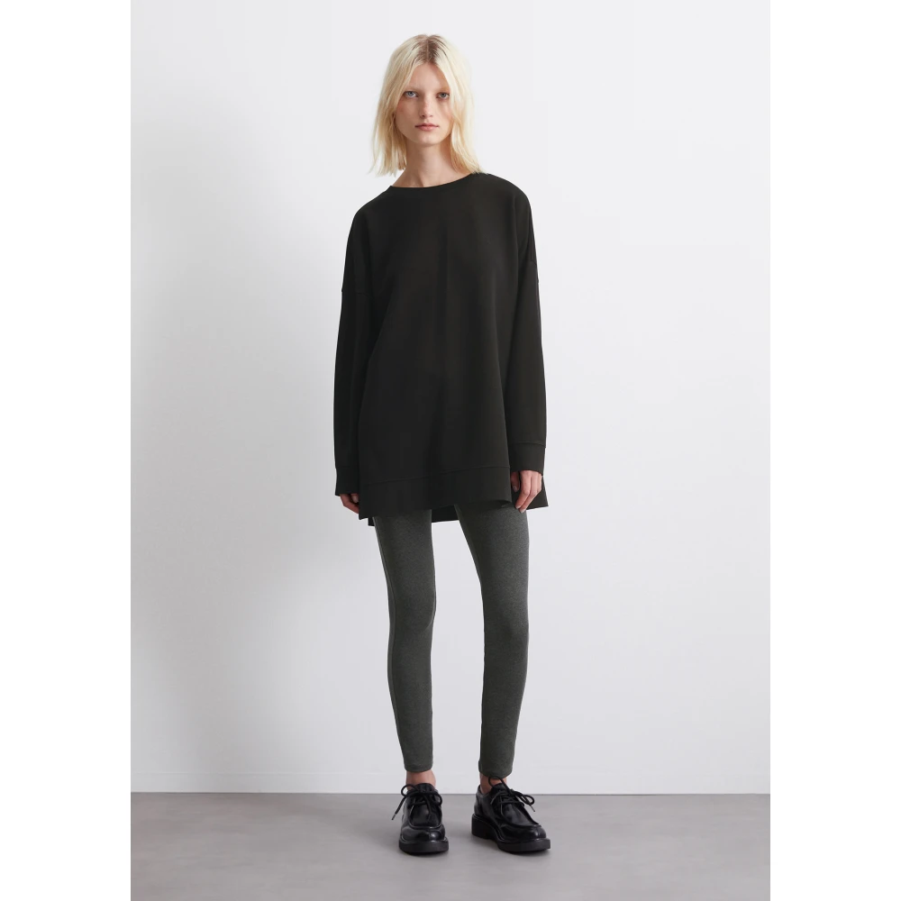 Marc O'Polo Oversized sweatshirt met zijnaden spleten Black Dames