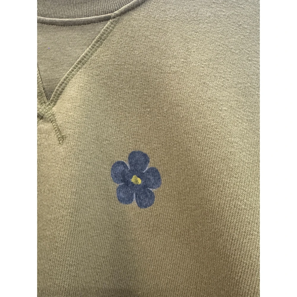 A Paper Kid Gedrukte Sweater in Khaki Green Heren