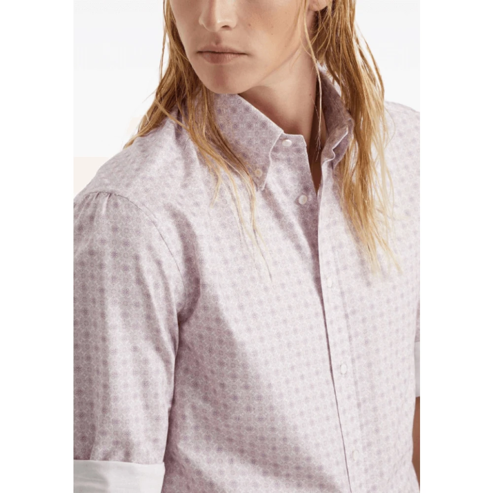 BRUNELLO CUCINELLI Abstract Patroon Katoenen Overhemd Pink Heren