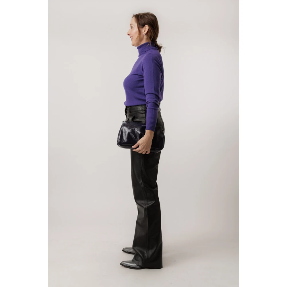 Alter Ego Zwarte leren trendsetter broek Black Dames