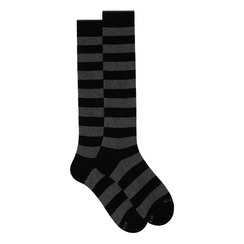 Gallo Zwarte Gestreepte Lange Katoenen Sokken Multicolor Dames