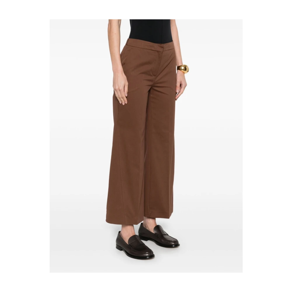 Semicouture Bruine Elegante Katoenen Broek Brown Dames