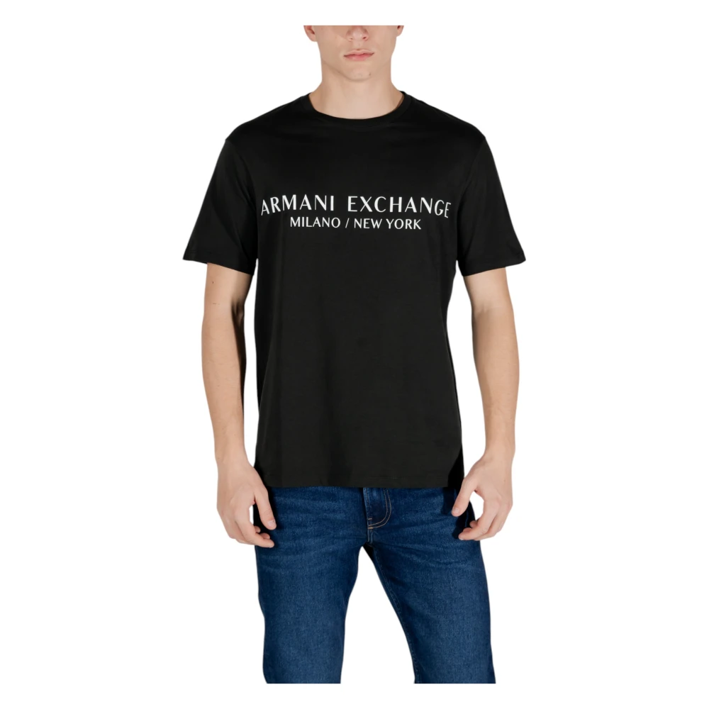 Armani Exchange Zwarte Katoenen T-shirt Korte Mouw Black Heren