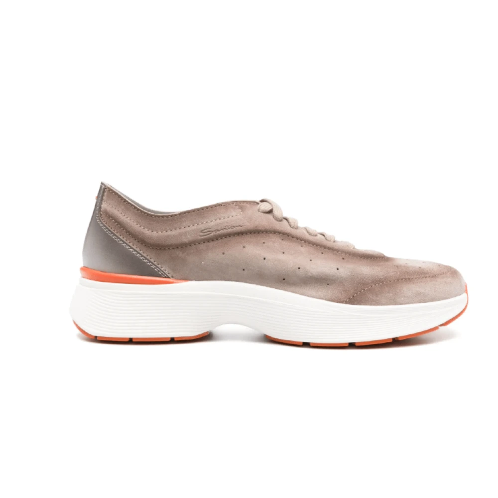Santoni Bruine Bounce Sneakers met Geperforeerde Details Heren Schoenen