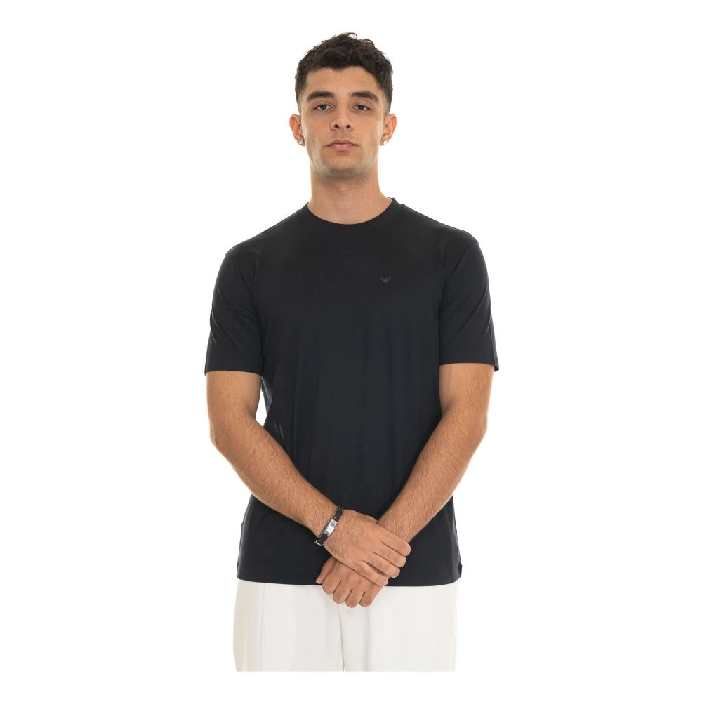 Emporio Armani Logo T-shirt ronde hals korte mouwen Blue Heren