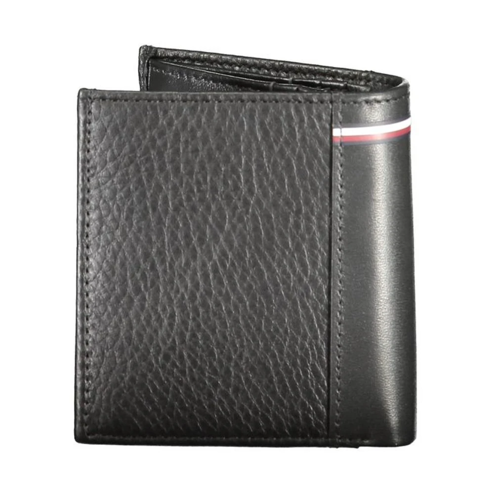 Tommy Hilfiger Zwarte leren portemonnee met muntvak Black Heren