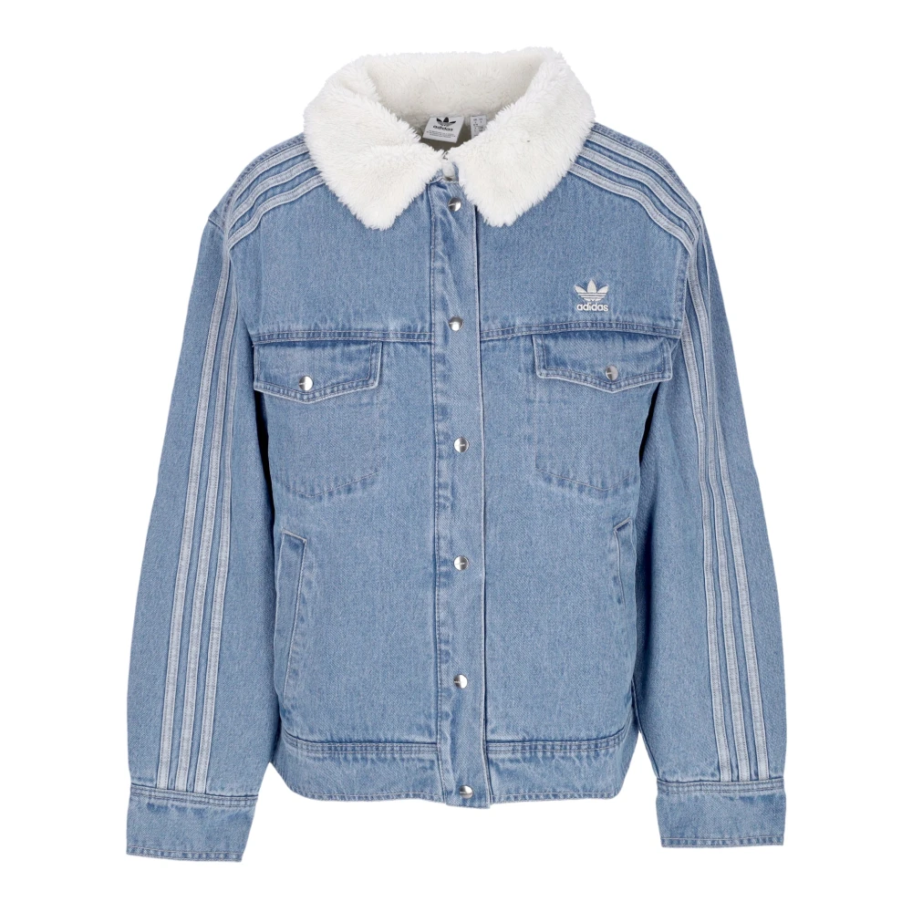 Adidas Heldere Blauwe Denimjas met Sherpa Interieur Blue Dames