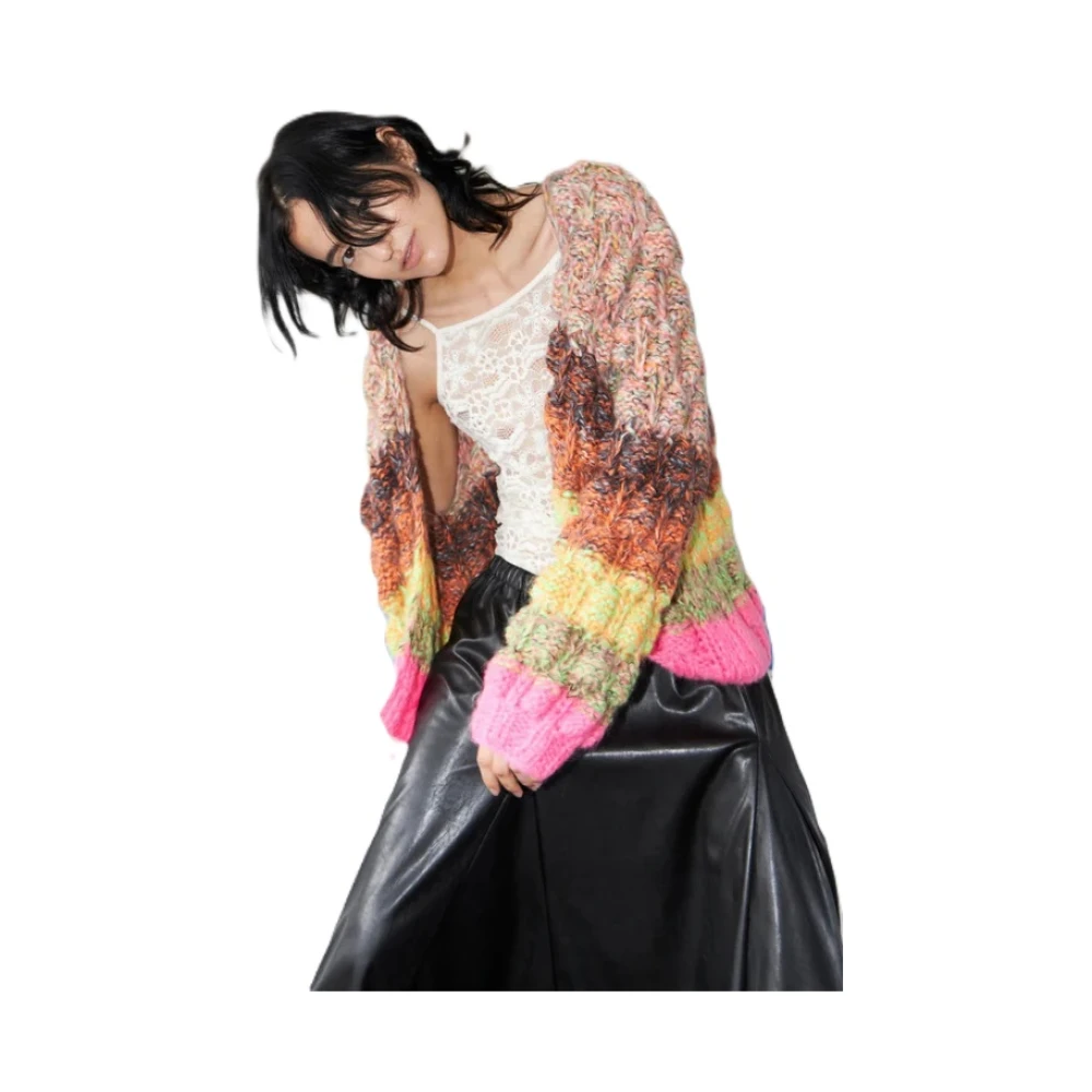 Dawn x Dare Regenboog Mohair Bubble Gebreide Vest Multicolor Dames