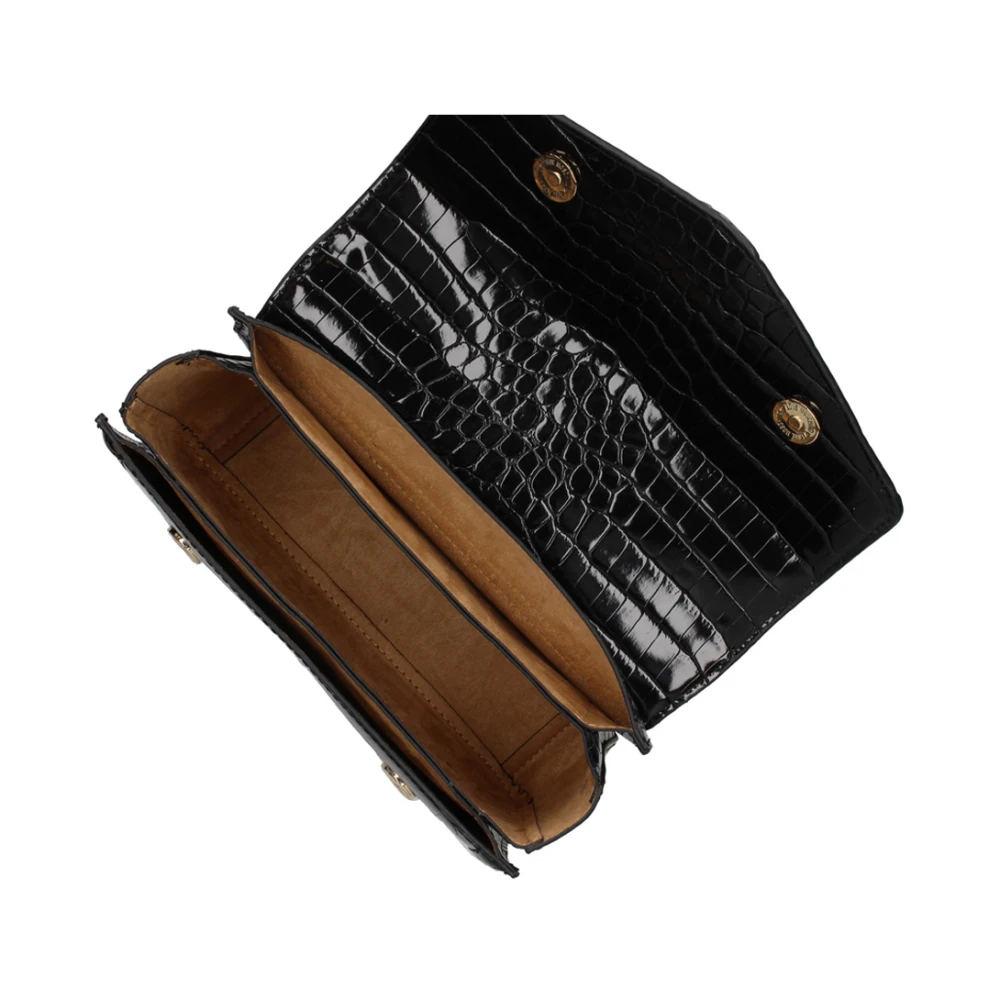 Love Moschino Zwarte Croco Schoudertas voor Vrouwen Black Dames