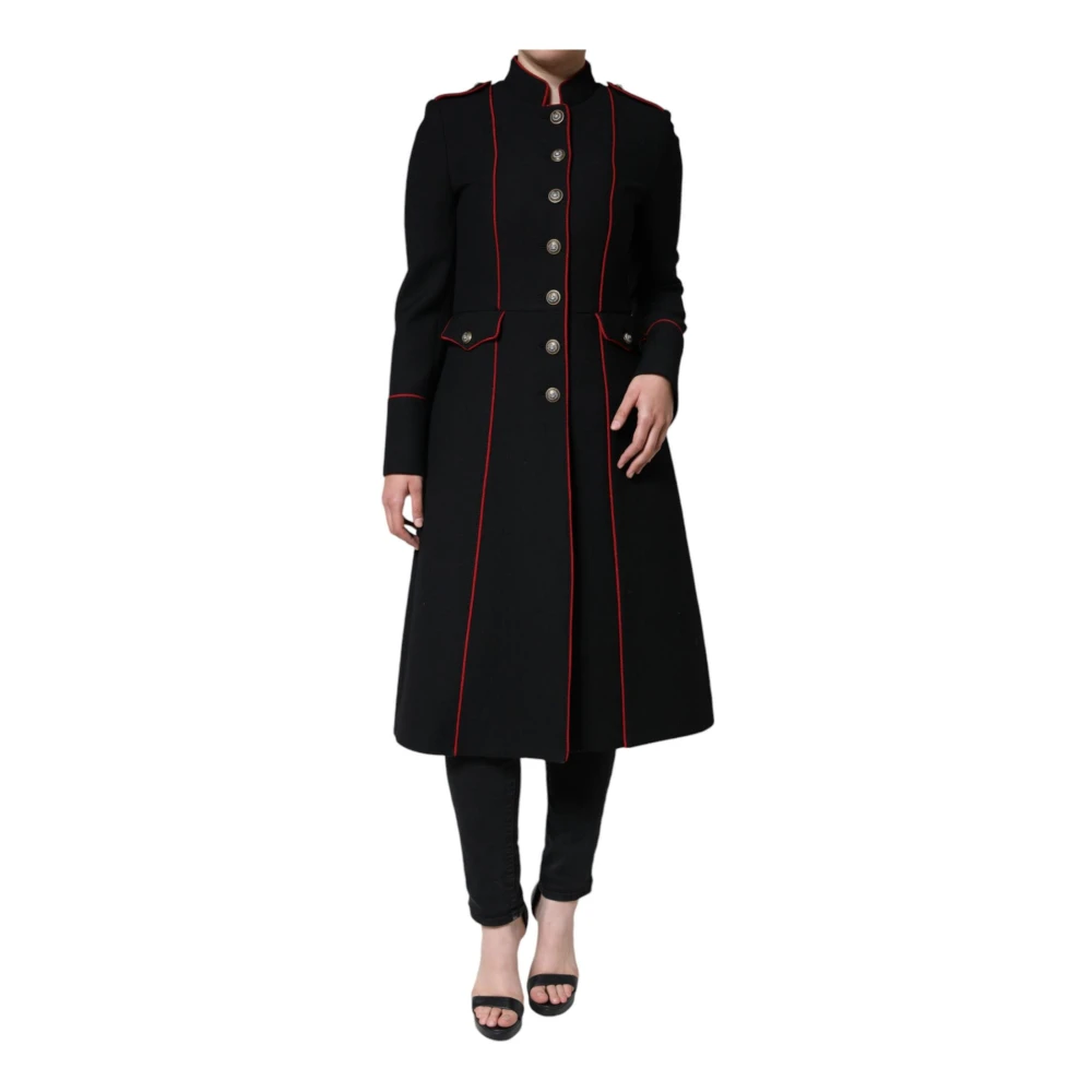 Dolce & Gabbana Women's Black Wool Silk Trench Coat Jacket