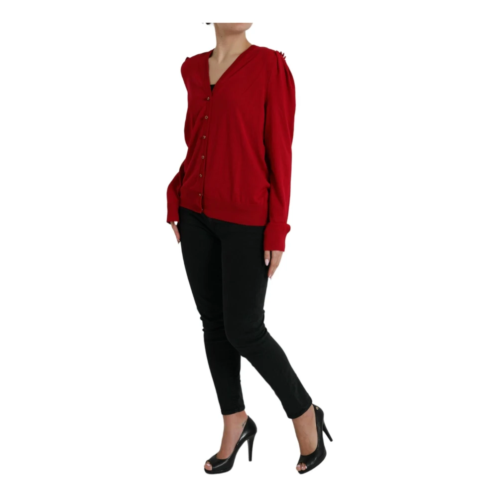 Dolce & Gabbana Rode V-Hals Wollen Vest Red Dames