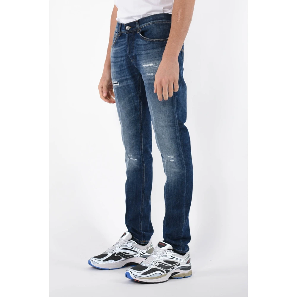 Dondup Skinny Fit Gebruikte en Vernietigde Jeans Blue Heren