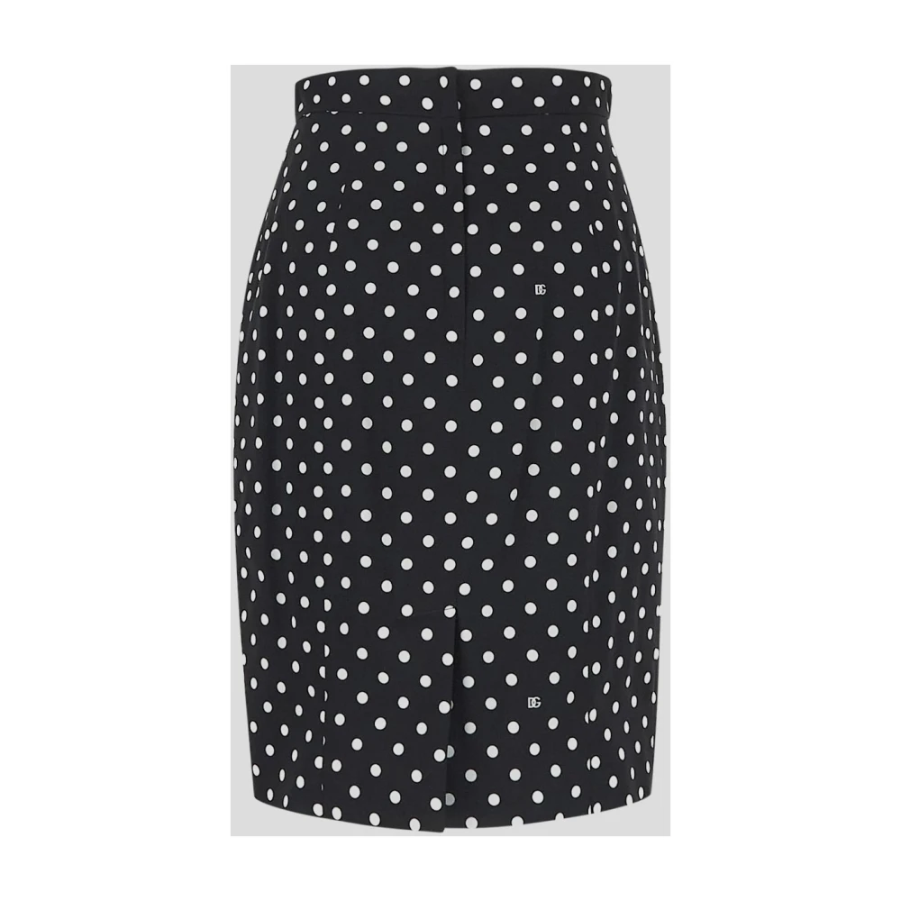Dolce & Gabbana Zijden Pois Print Rok Black Dames