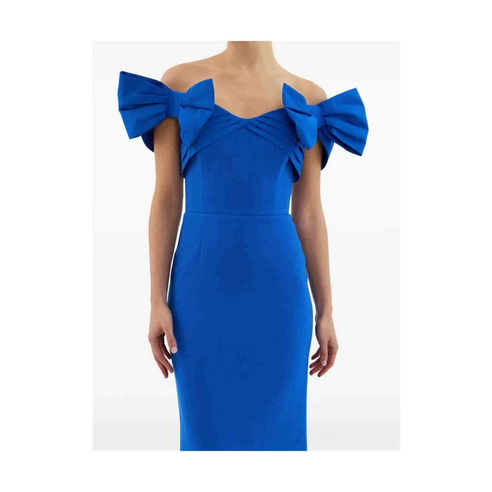 Rebecca Vallance Koningsblauwe Off-Shoulder Jurk met Strik Blue Dames
