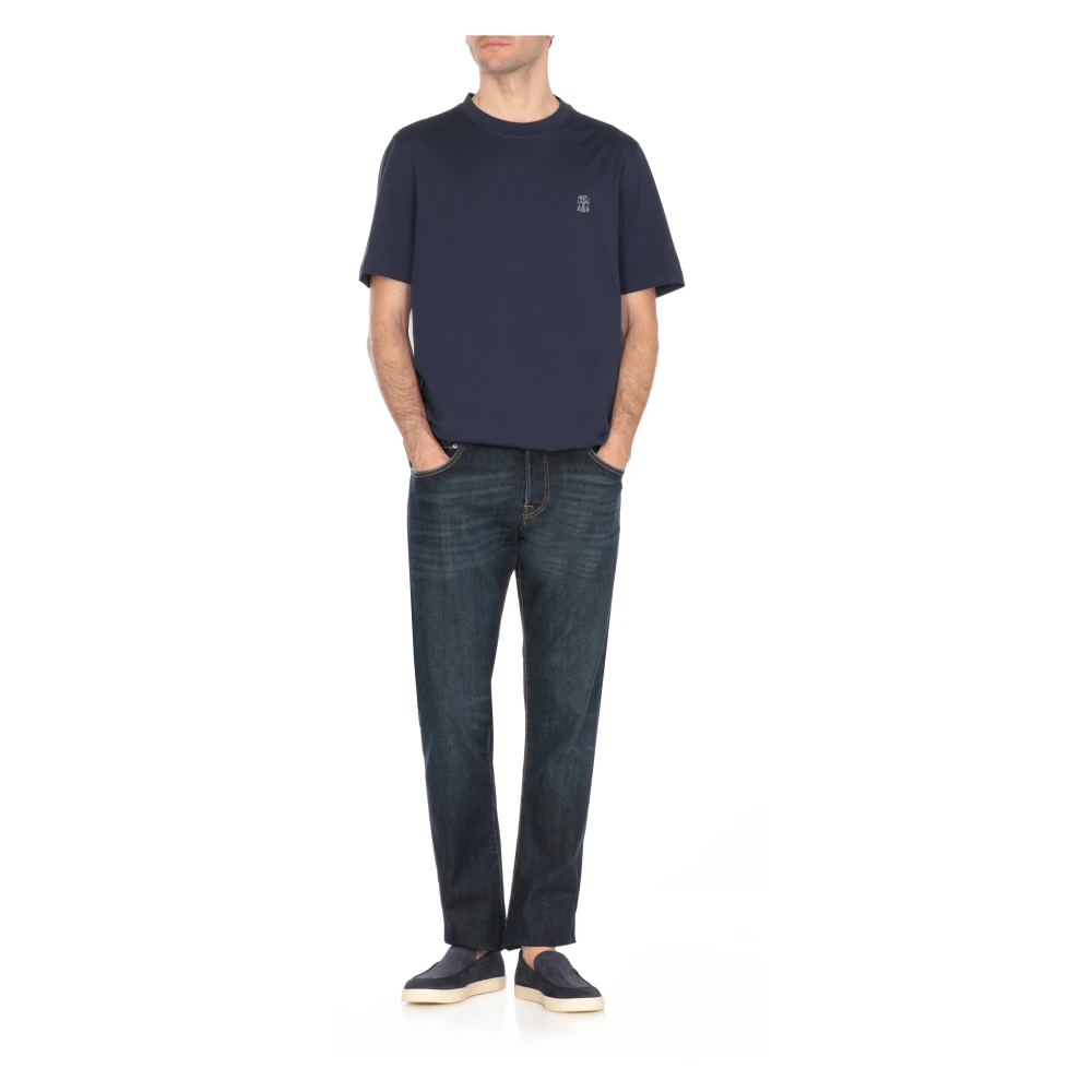 BRUNELLO CUCINELLI Blauw Katoen Crew Neck T-shirt Blue Heren