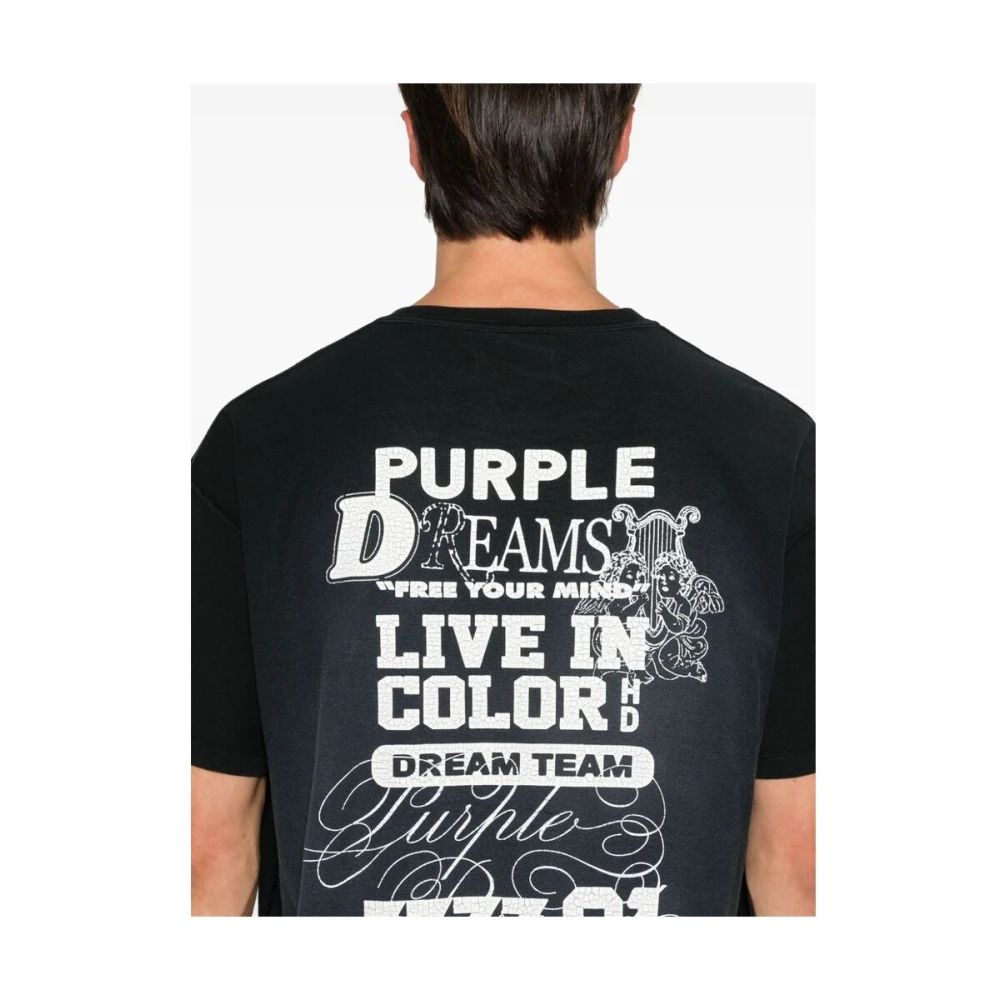 Purple Brand Slub Textuur Logo Print T-shirt Black Heren