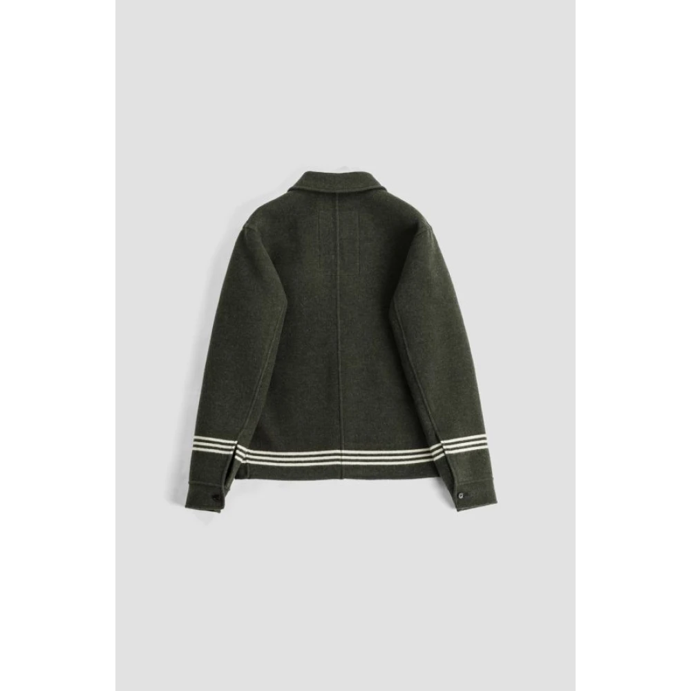 Burberry Khaki Wol Overshirt met Equestrian Design Green Heren